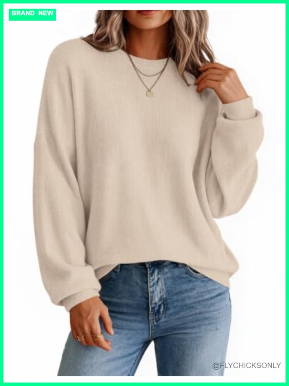 Oversized Crewneck Long Sleeve Knit Sweater Pullover Soft Warm